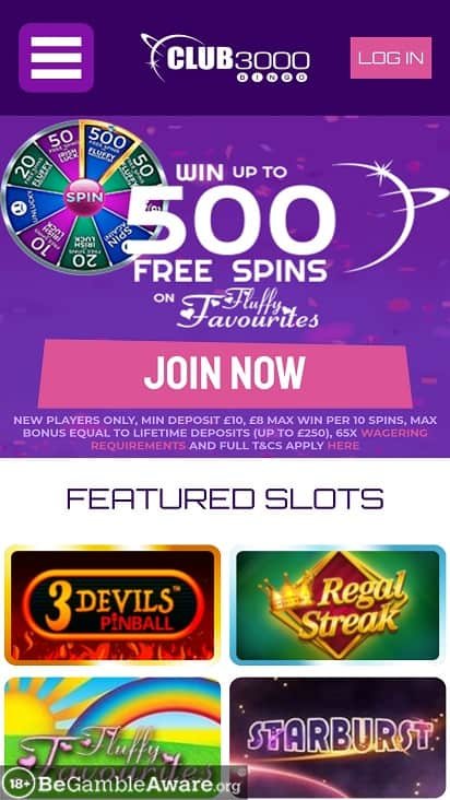 club 3000 bingo games page