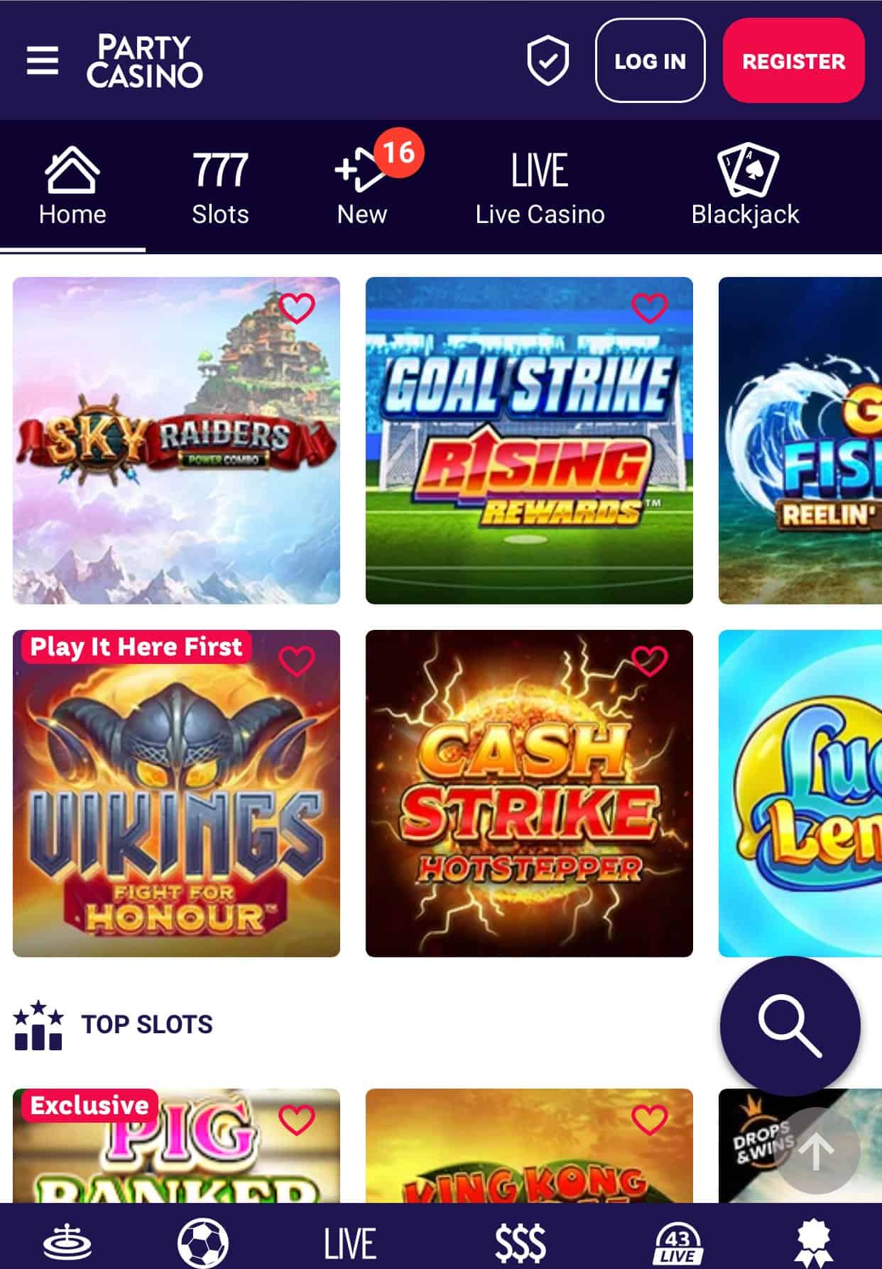 party casino games mobile